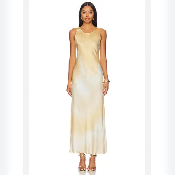 A.L.C Amana Blue Tan Satin Maxi Dress - Picture 5 of 15